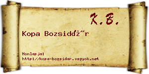 Kopa Bozsidár névjegykártya